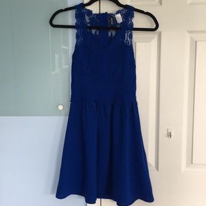 H&M Cobalt Dress with See-Through Lace Back